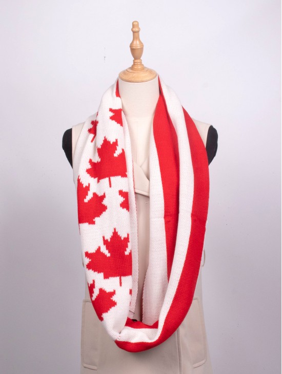 CANADA MAPLE LEAVES LOOP SCARF